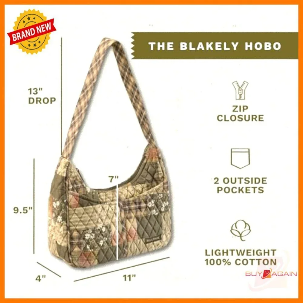 Lightweight Quilted Hobo Shoulder Bag with Multiple Pockets